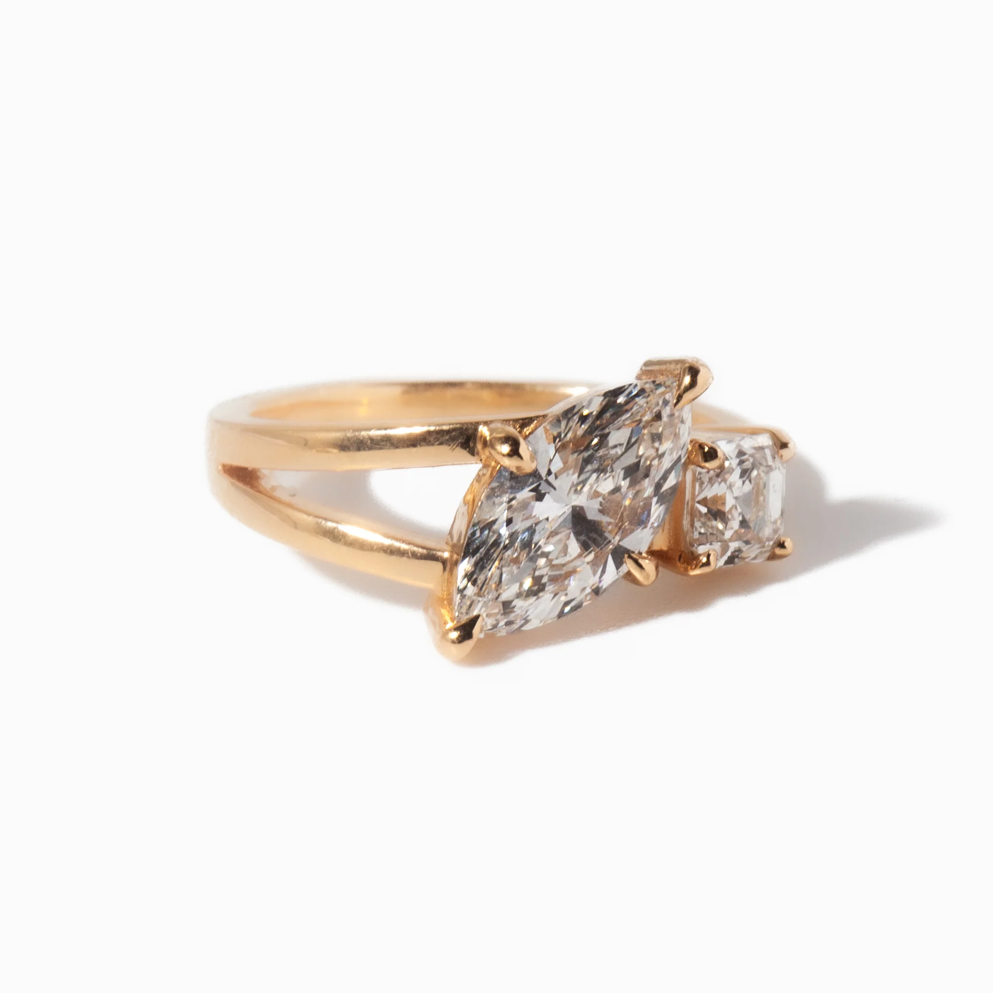 1.28 ct Lab-Grown Marquise & Asscher Maisonette Ring - Image 5
