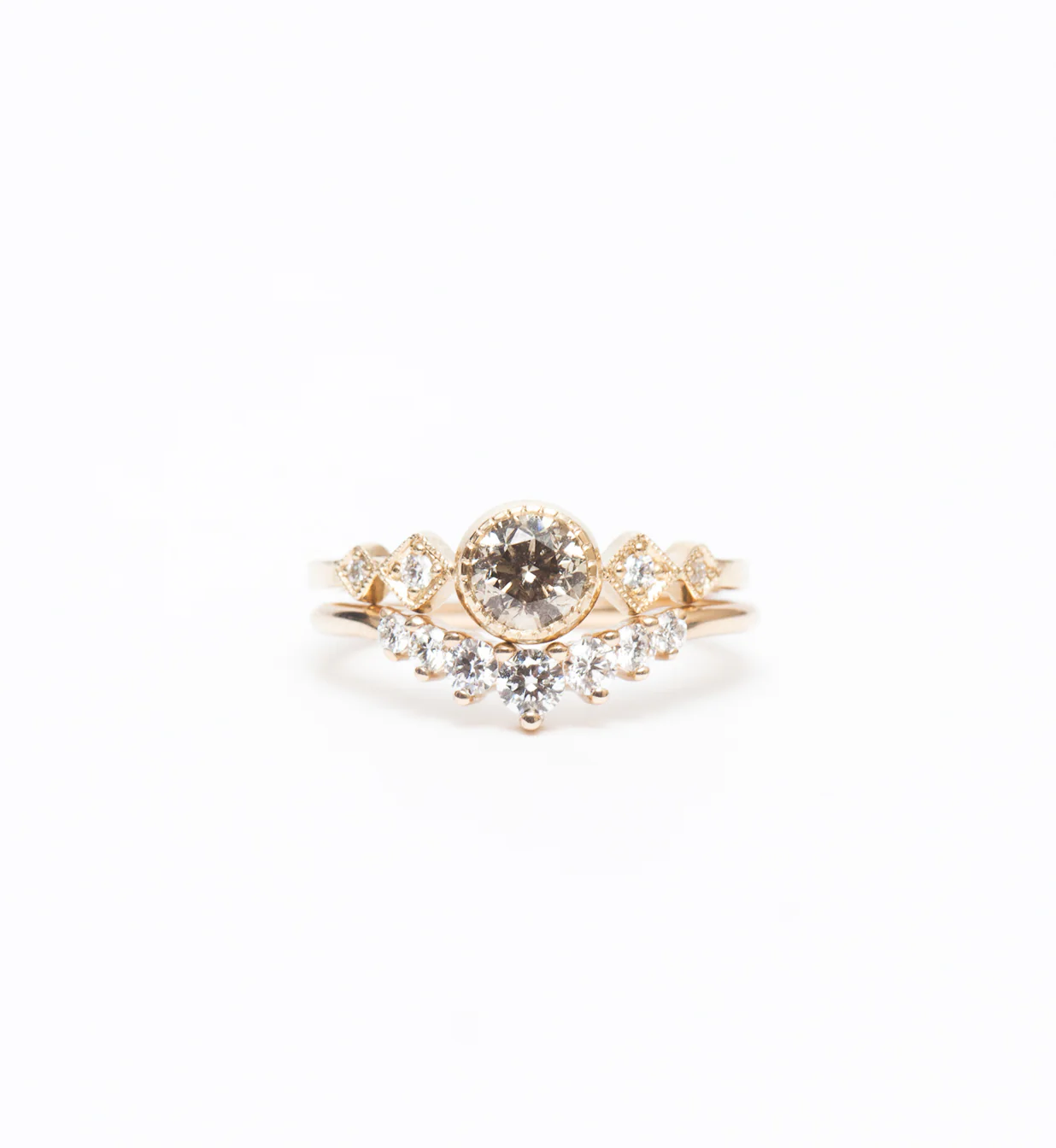 Champagne Diamond Solitaire Echo Ring - Image 5