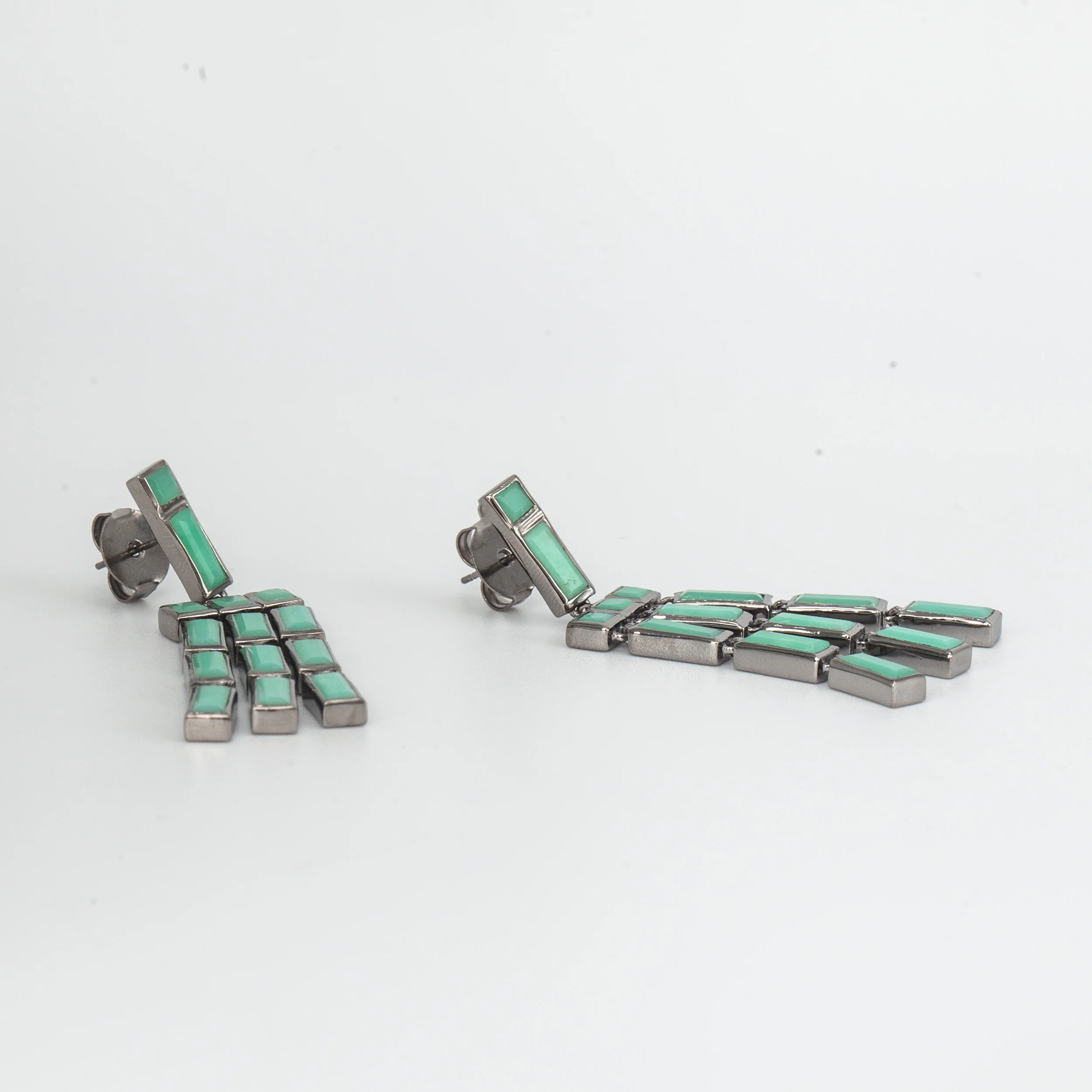 Chrysoprase Paintbrush Fringe Earrings - Image 3