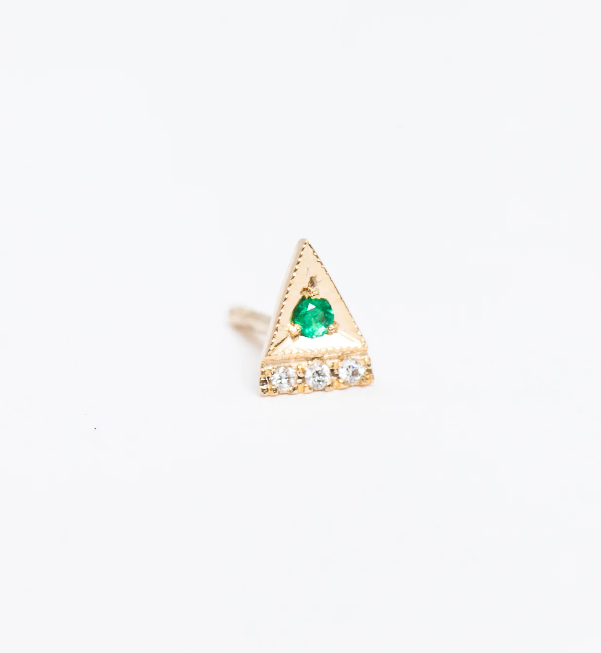 Emerald Deco Point Triangle Stud