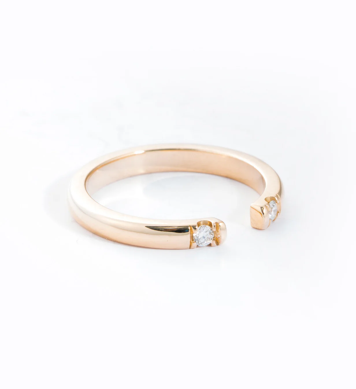 Gold Half Round Two Diamond Ring - Image 3