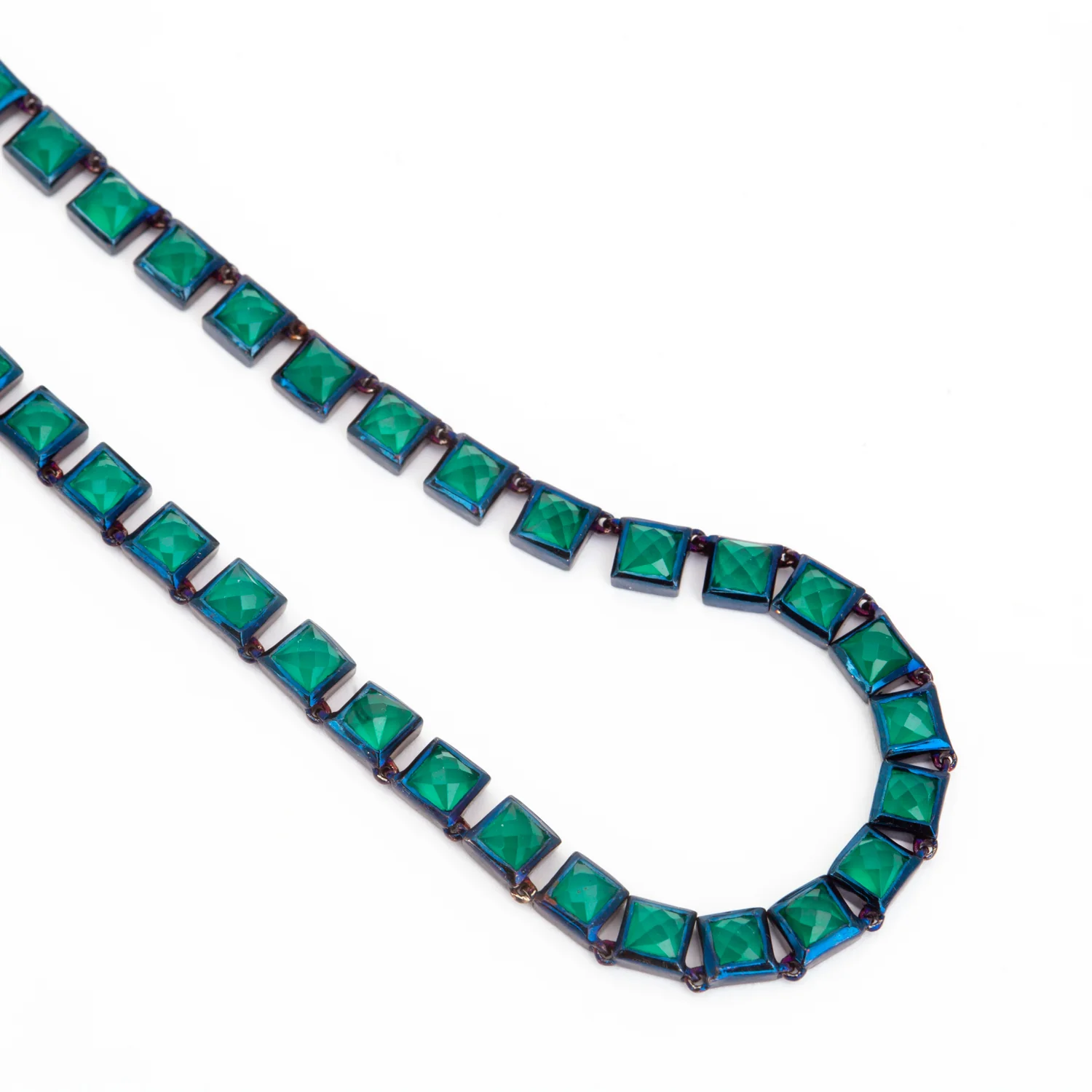 Green Onyx Mini Tile Riviere Necklace - Image 3