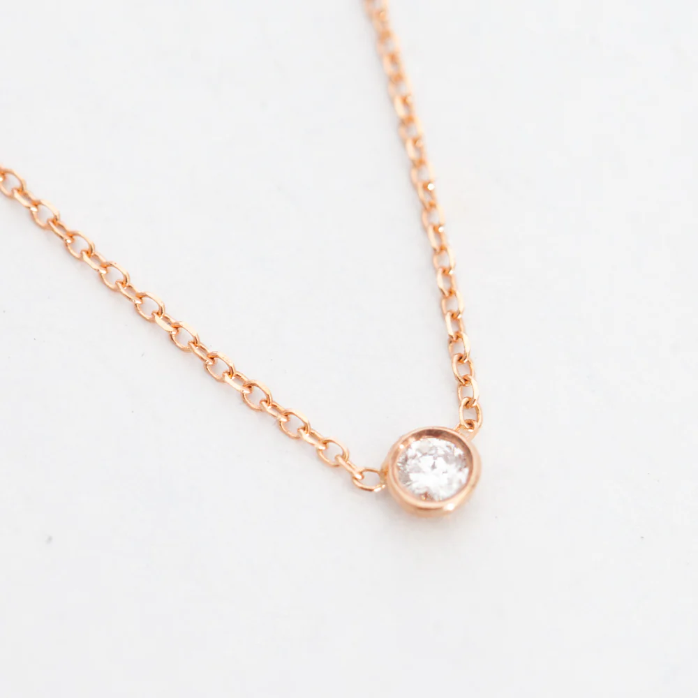 Rose Gold Barely-There Diamond Necklace - Image 3