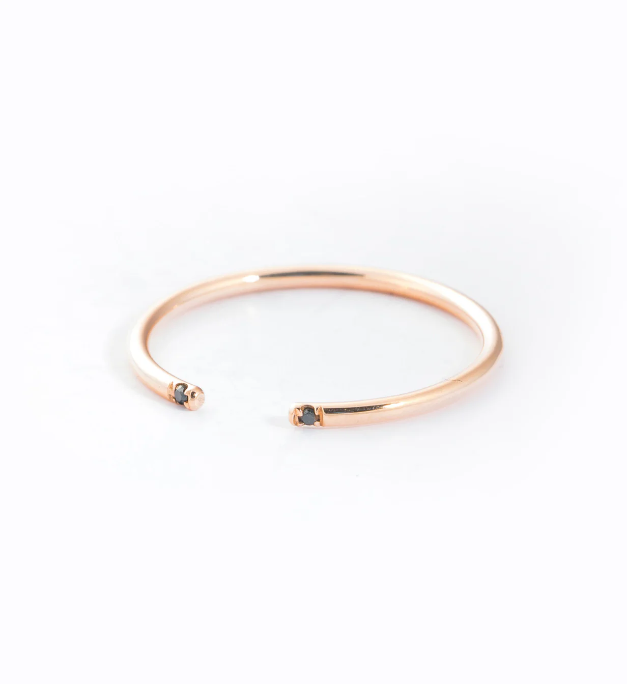 Black Two Diamond Cuff Ring - Image 4