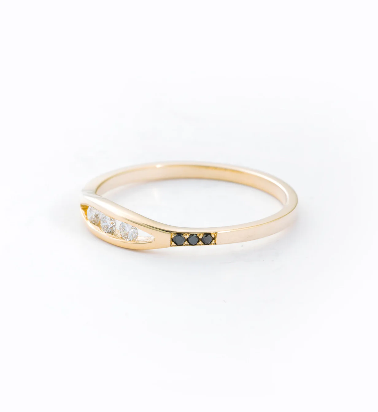White & Black Diamond Float Ring - Image 3