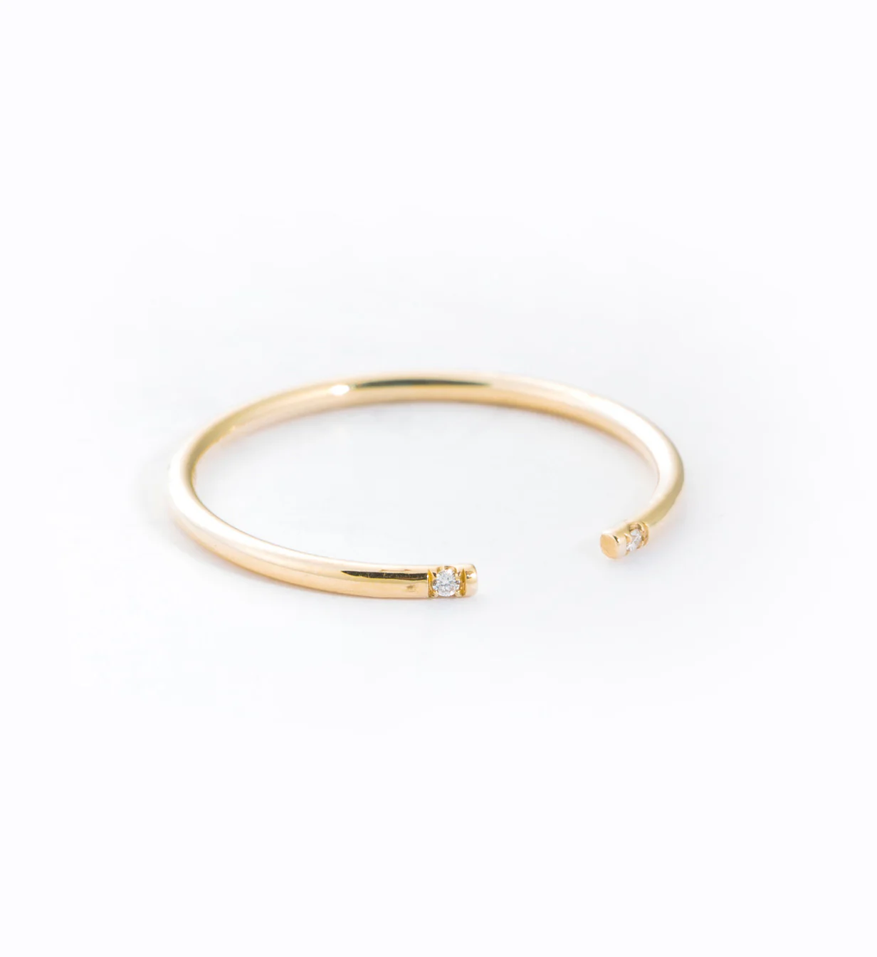 White Two Diamond Cuff Ring - Image 3